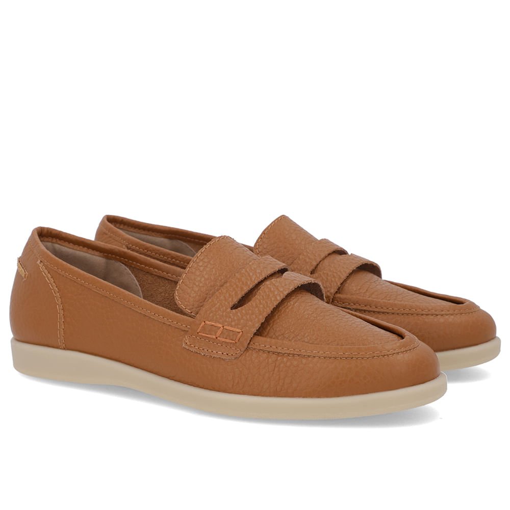Loafer Casual Marrom Couro Tira Marrom 2