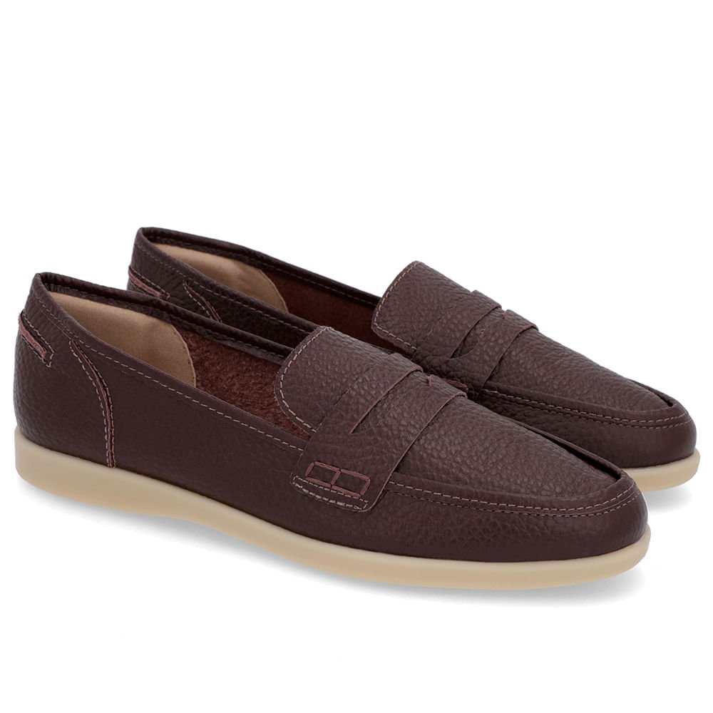Loafer Casual Marrom Pinhão Couro Tira Marrom 2