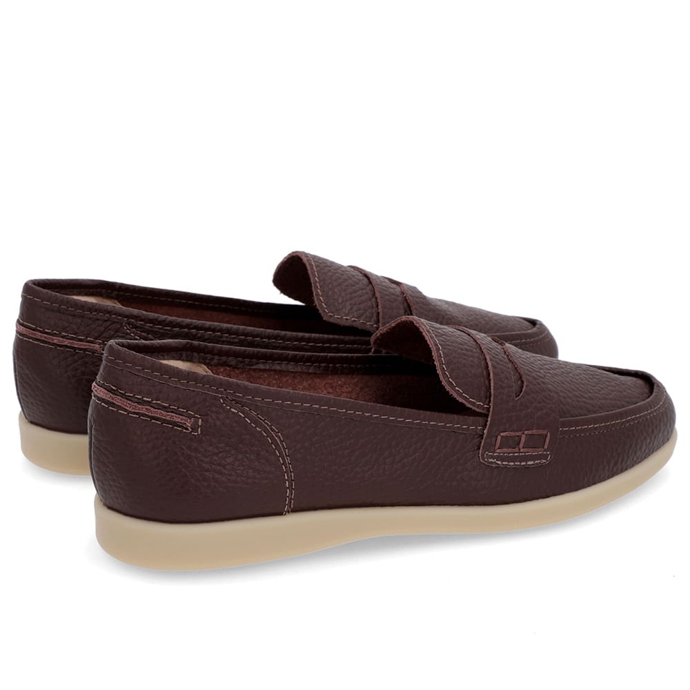 Loafer Casual Marrom Pinhão Couro Tira Marrom 3