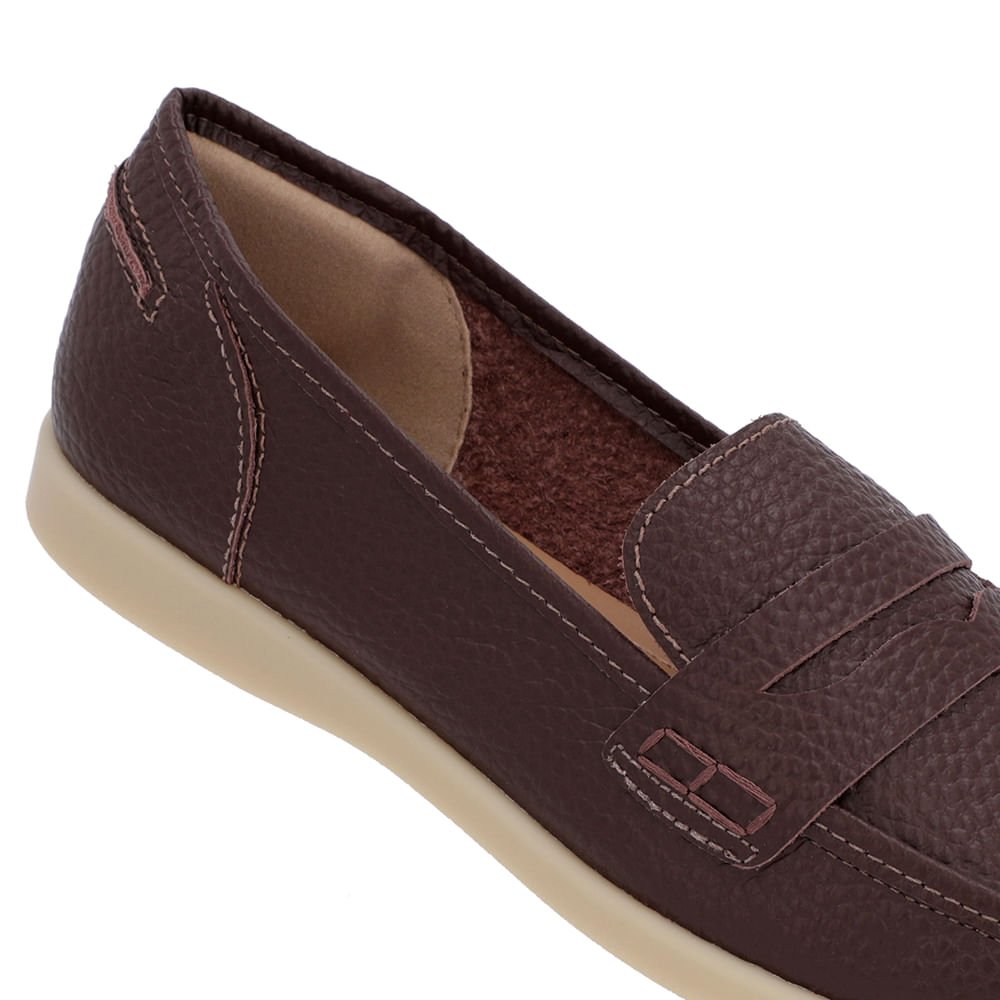 Loafer Casual Marrom Pinhão Couro Tira Marrom 4