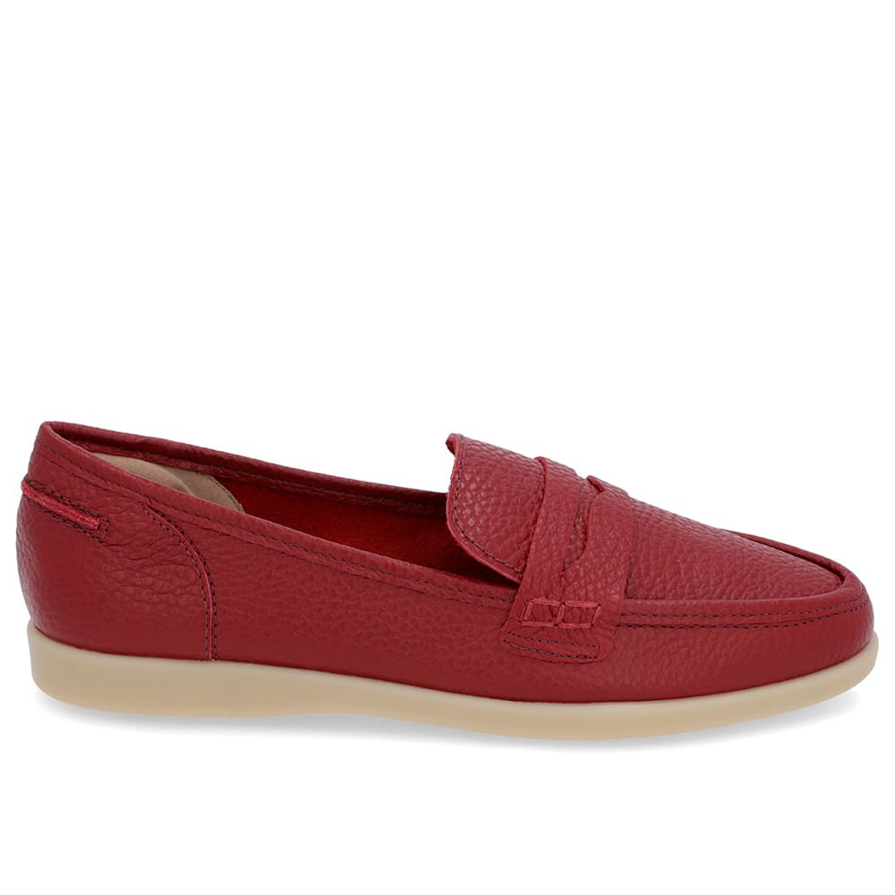 Loafer Casual Vermelho Couro Tira