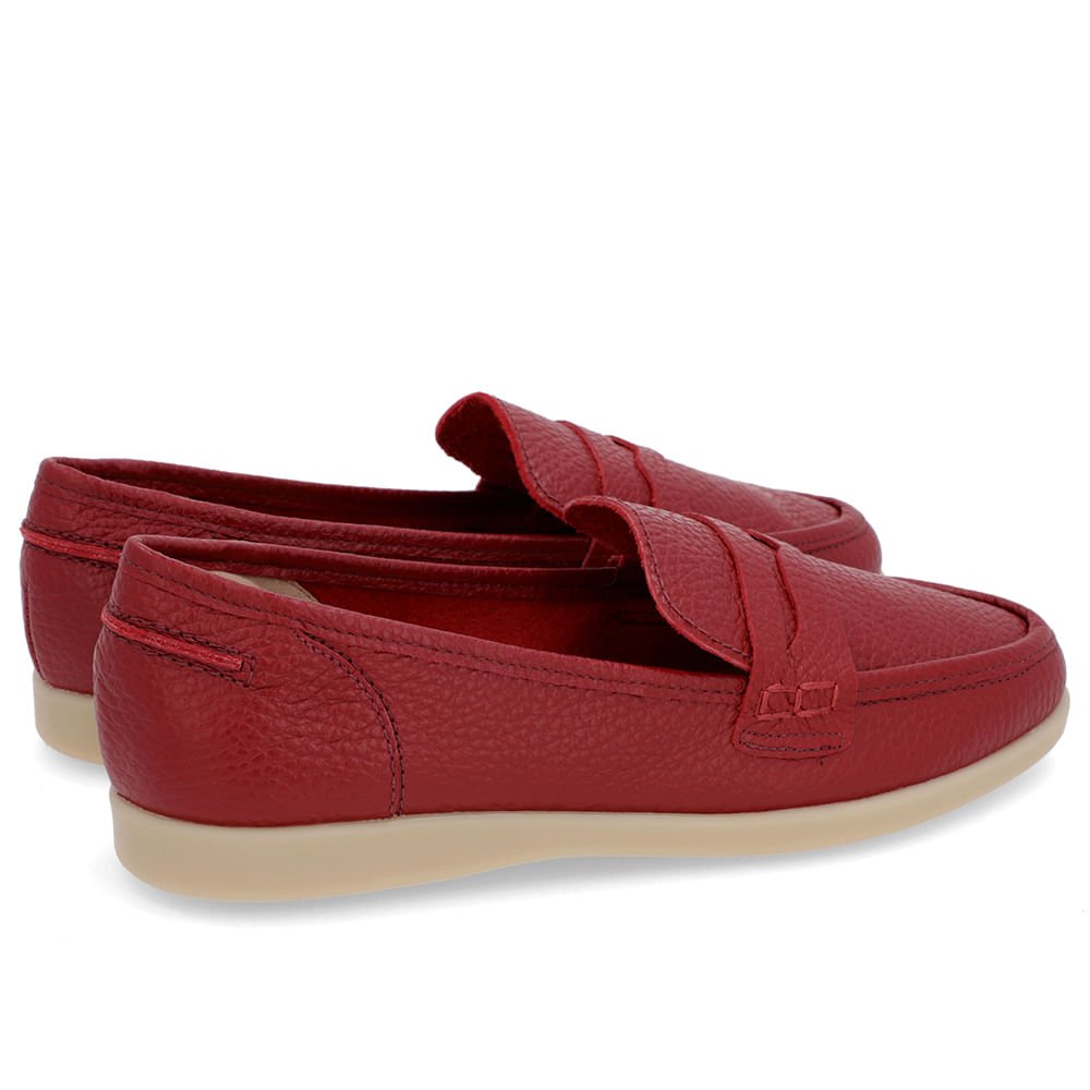 Loafer Casual Vermelho Couro Tira Vermelho 3