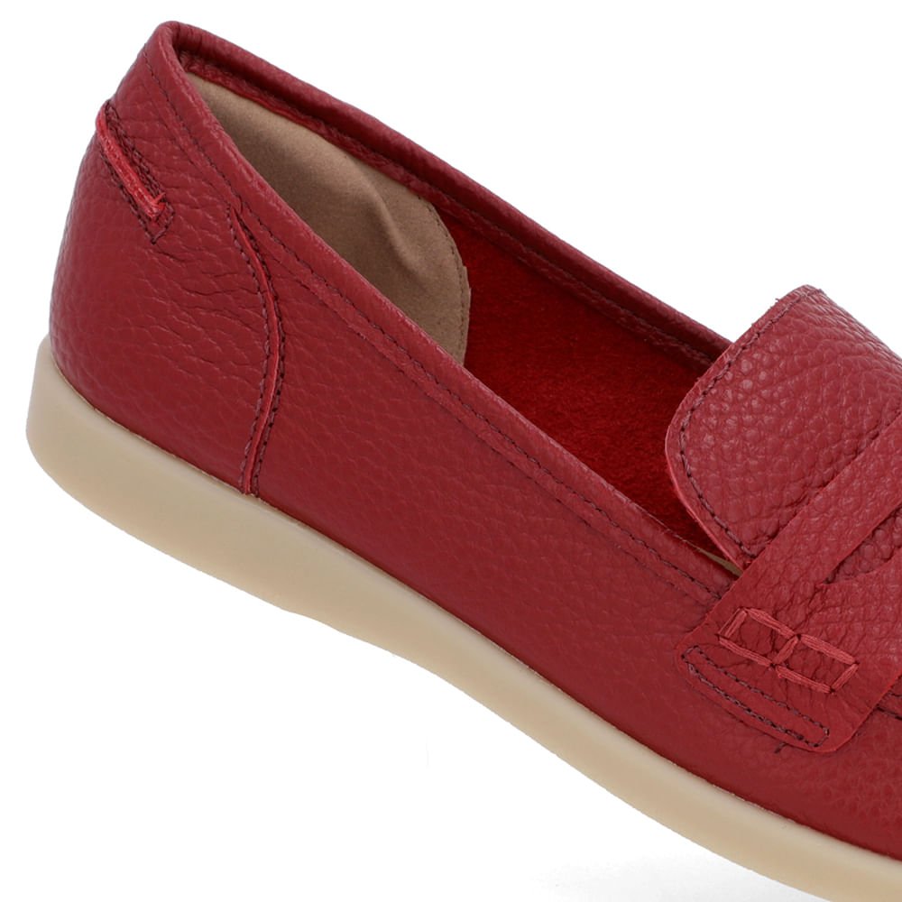 Loafer Casual Vermelho Couro Tira Vermelho 4