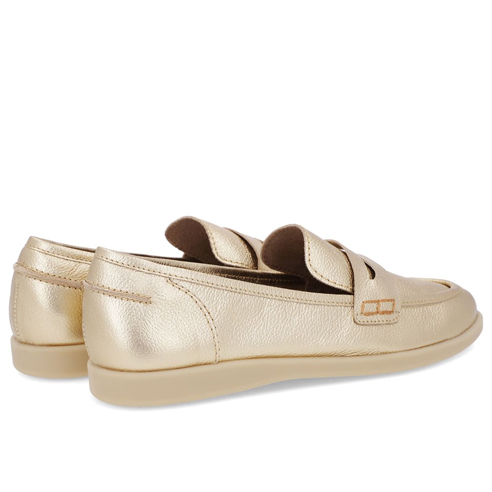 Loafer Casual Dourado Couro Tira Dourado 3