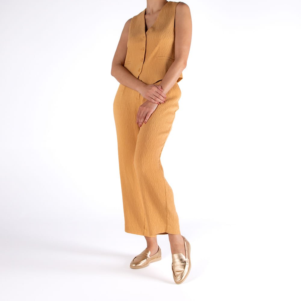 Loafer Casual Dourado Couro Tira Dourado 4