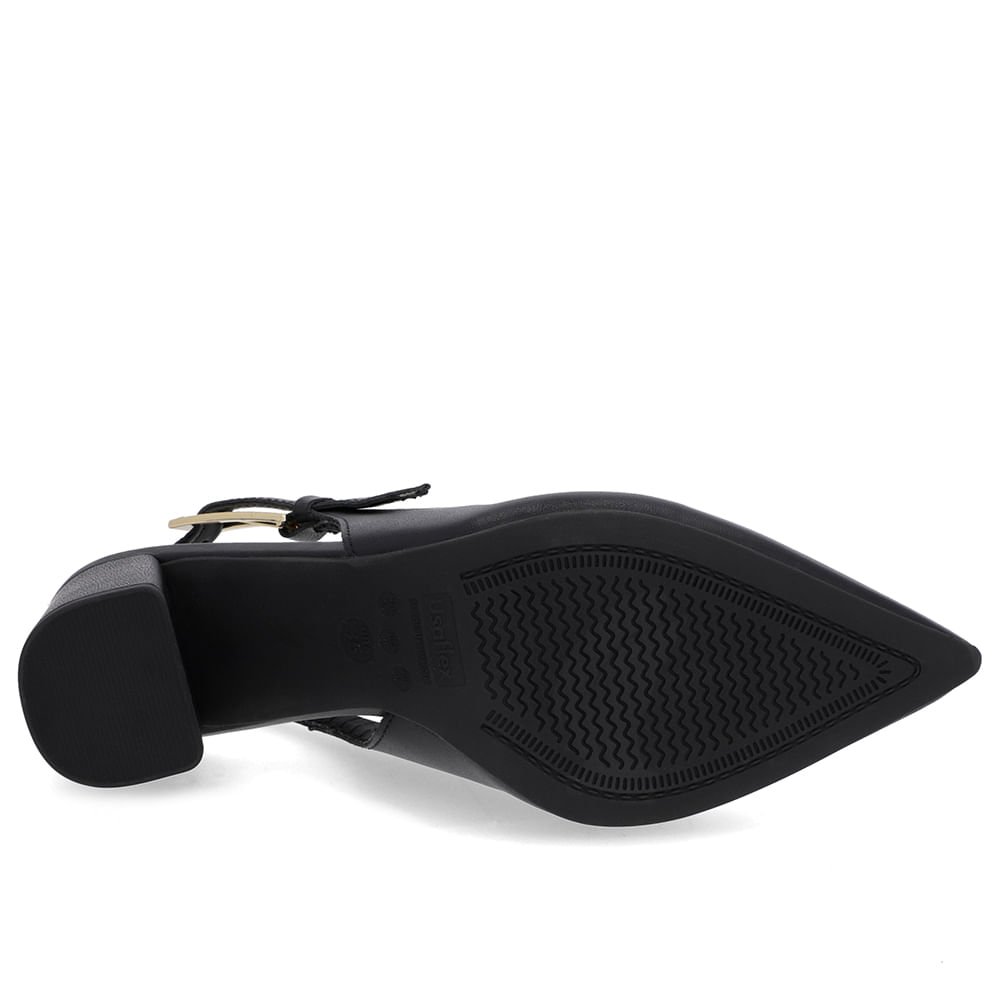 Slingback Casual Preto Salto Bloco Couro Preto 5
