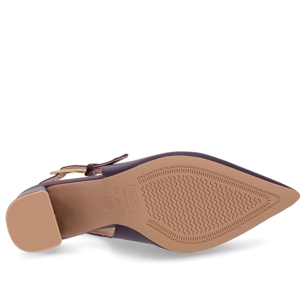 Slingback Casual Roxo Salto Bloco Couro Roxo 5
