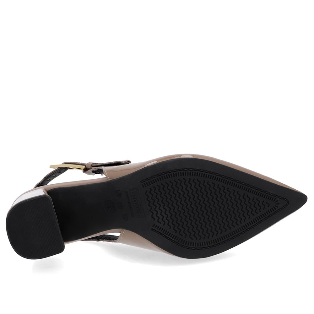 Slingback Casual Marrom Salto Bloco Verniz Marrom 4