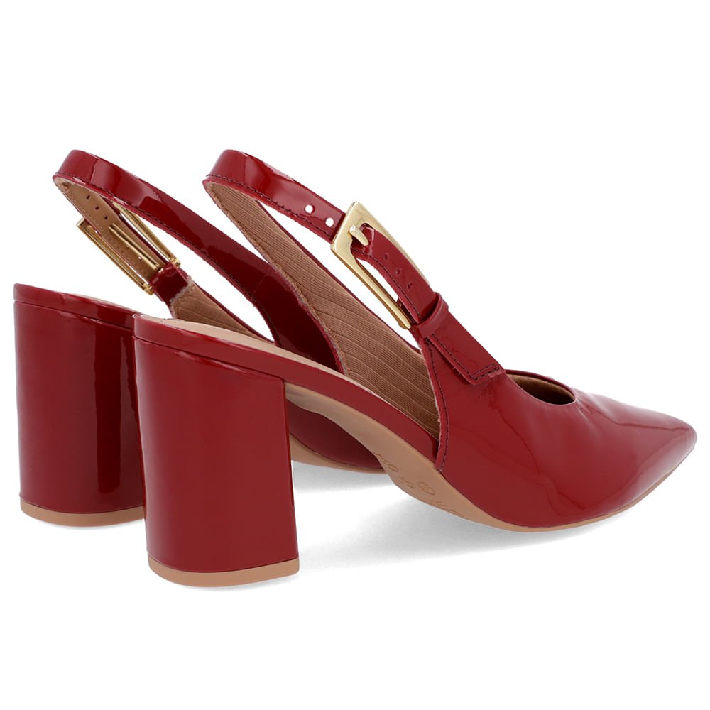 Slingback Casual Vermelho Salto Bloco Verniz Vermelho 3