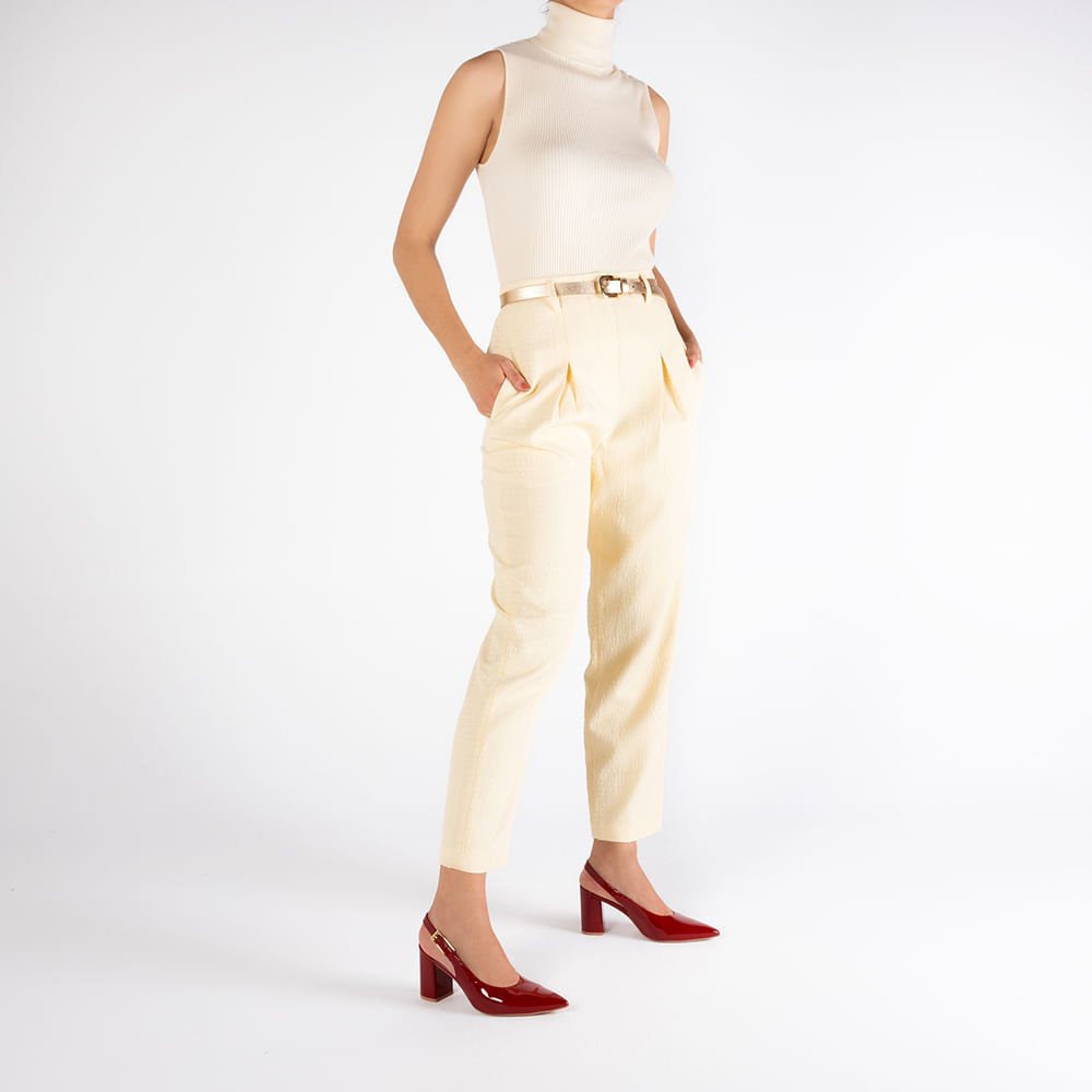 Slingback Casual Vermelho Salto Bloco Verniz Vermelho 4