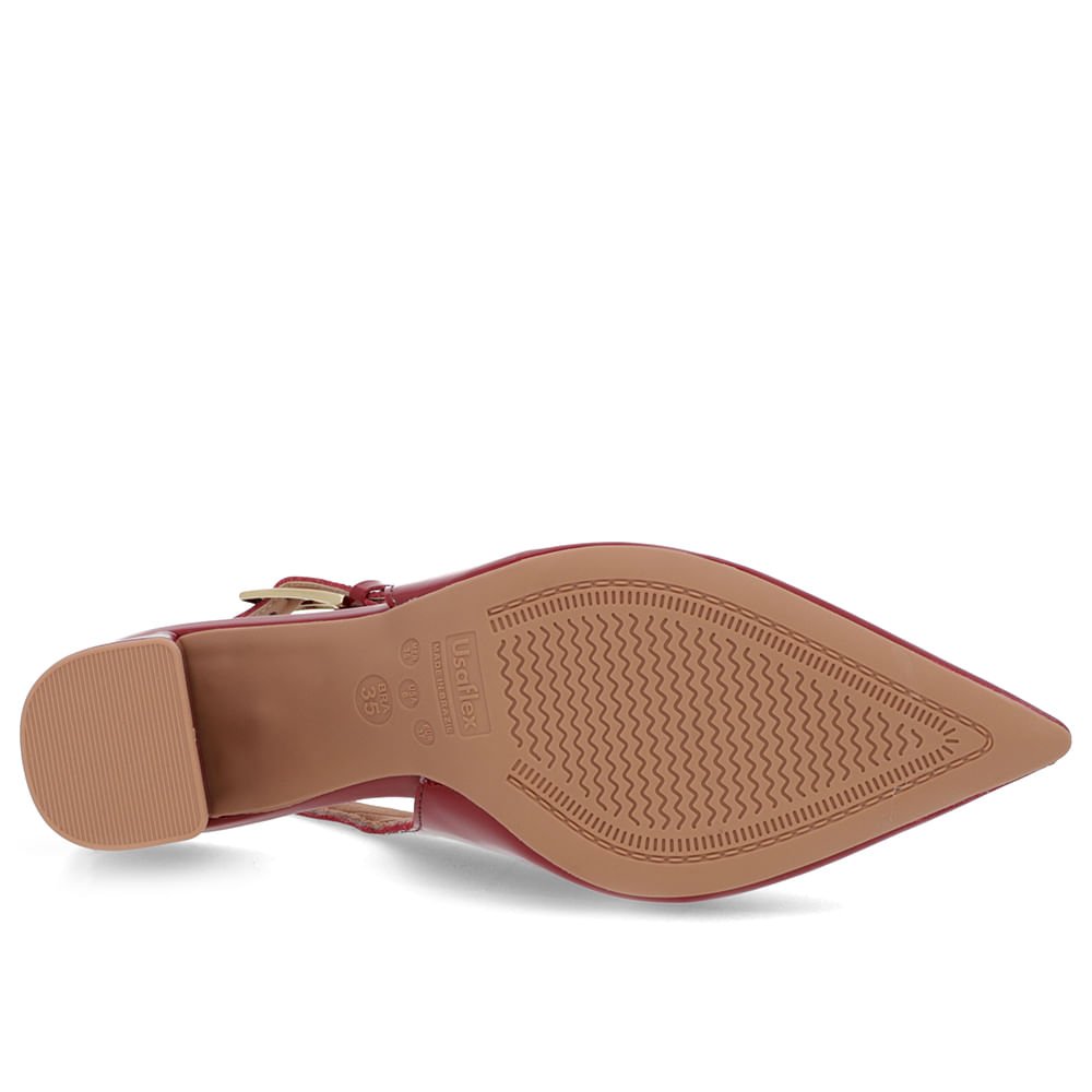 Slingback Casual Vermelho Salto Bloco Verniz Vermelho 5