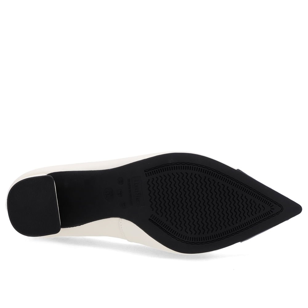 Scarpin Salto Bloco Couro Branco Marfim Bico Fino Verniz Branco 5