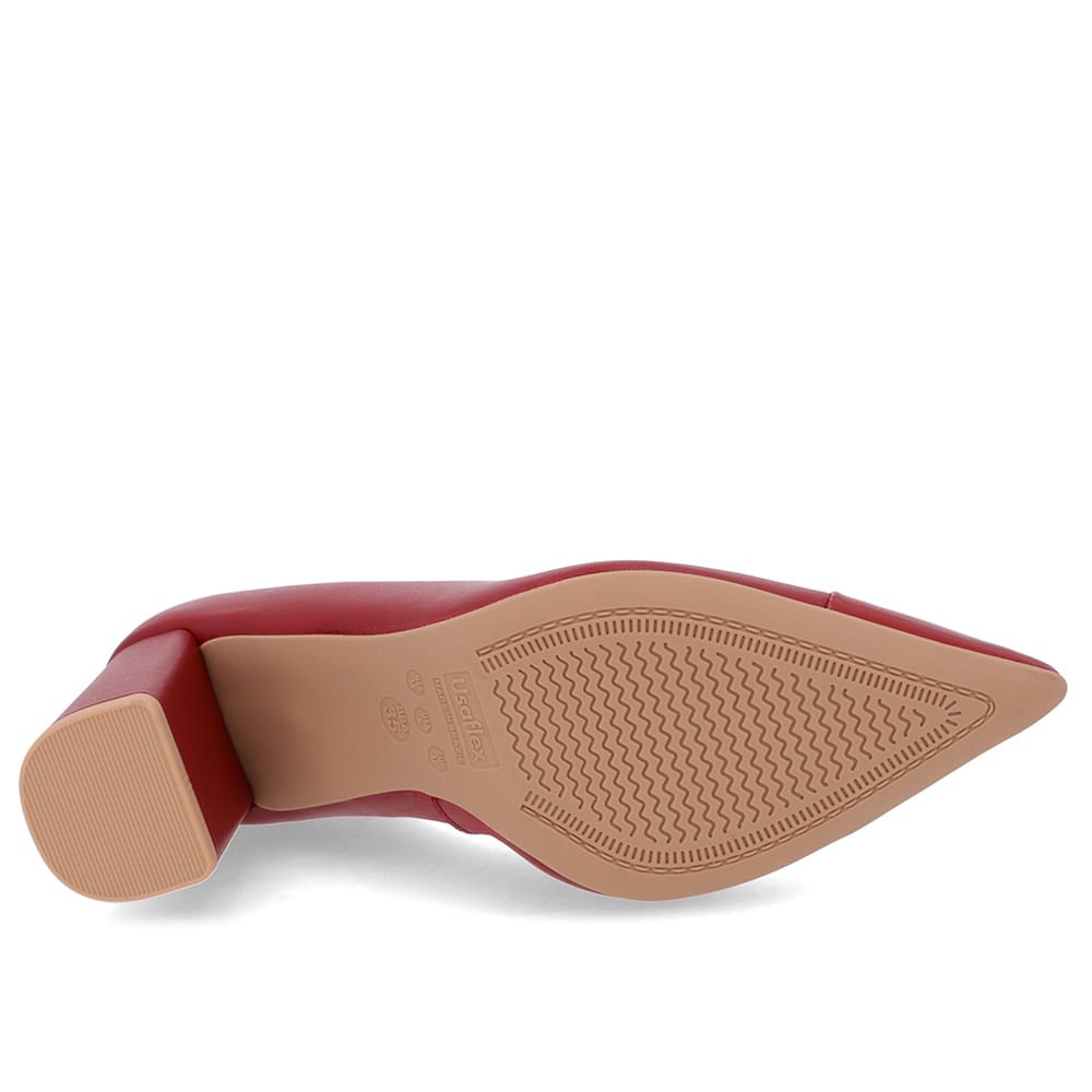 Scarpin Salto Bloco Couro Vermelho Bico Fino Verniz Vermelho 5