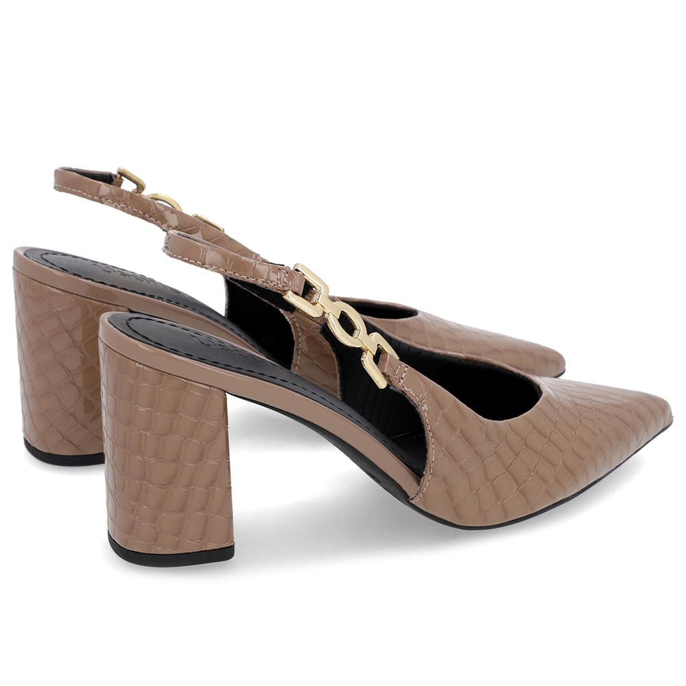 Slingback Marrom Fendi Salto Bloco Verniz Fivela Marrom 3