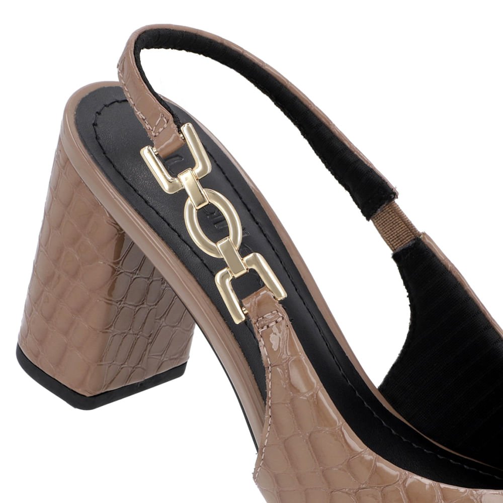 Slingback Marrom Fendi Salto Bloco Verniz Fivela Marrom 4