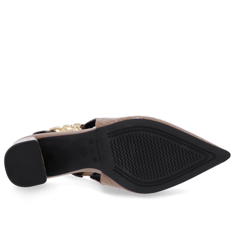 Slingback Marrom Fendi Salto Bloco Verniz Fivela Marrom 5