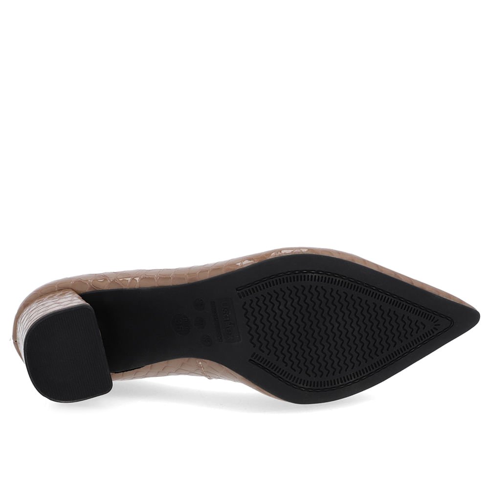 Scarpin Salto Bloco Verniz Marrom Bridão Bico Fino Marrom 5