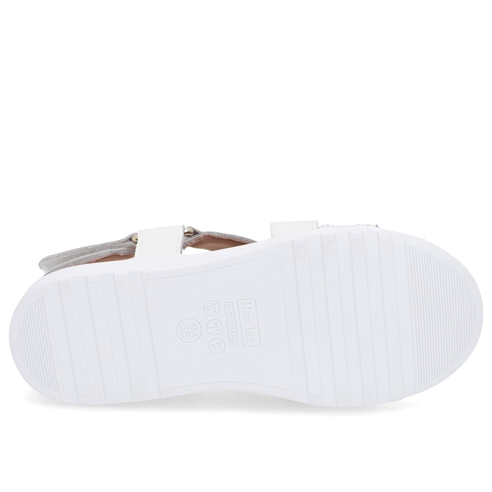 Sandália Tiras Couro Branca Ajuste Fecho-Flex Branco 5
