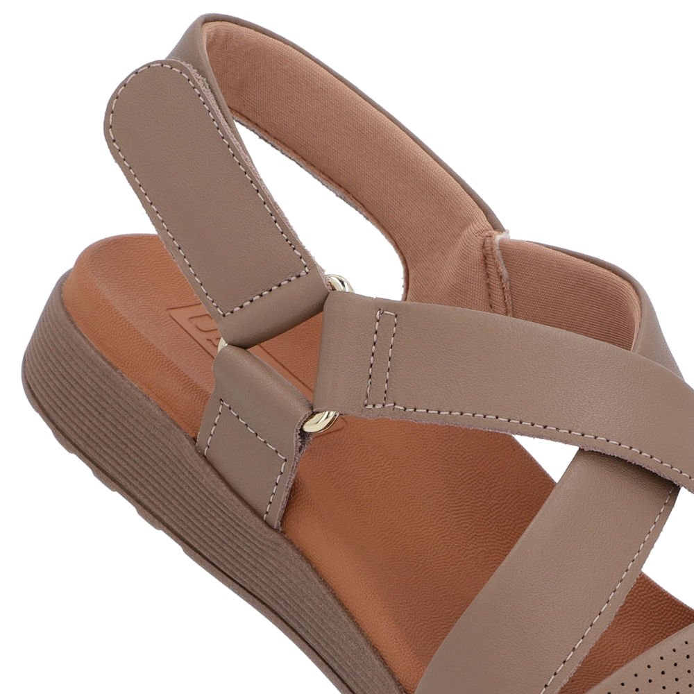 Sandália Tiras Couro Marrom Ajuste Fecho-Flex Marrom 4