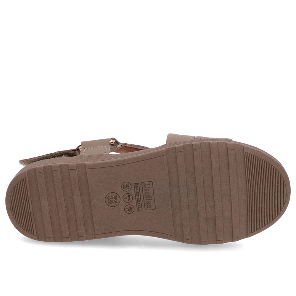 Sandália Tiras Couro Marrom Ajuste Fecho-Flex Marrom 5