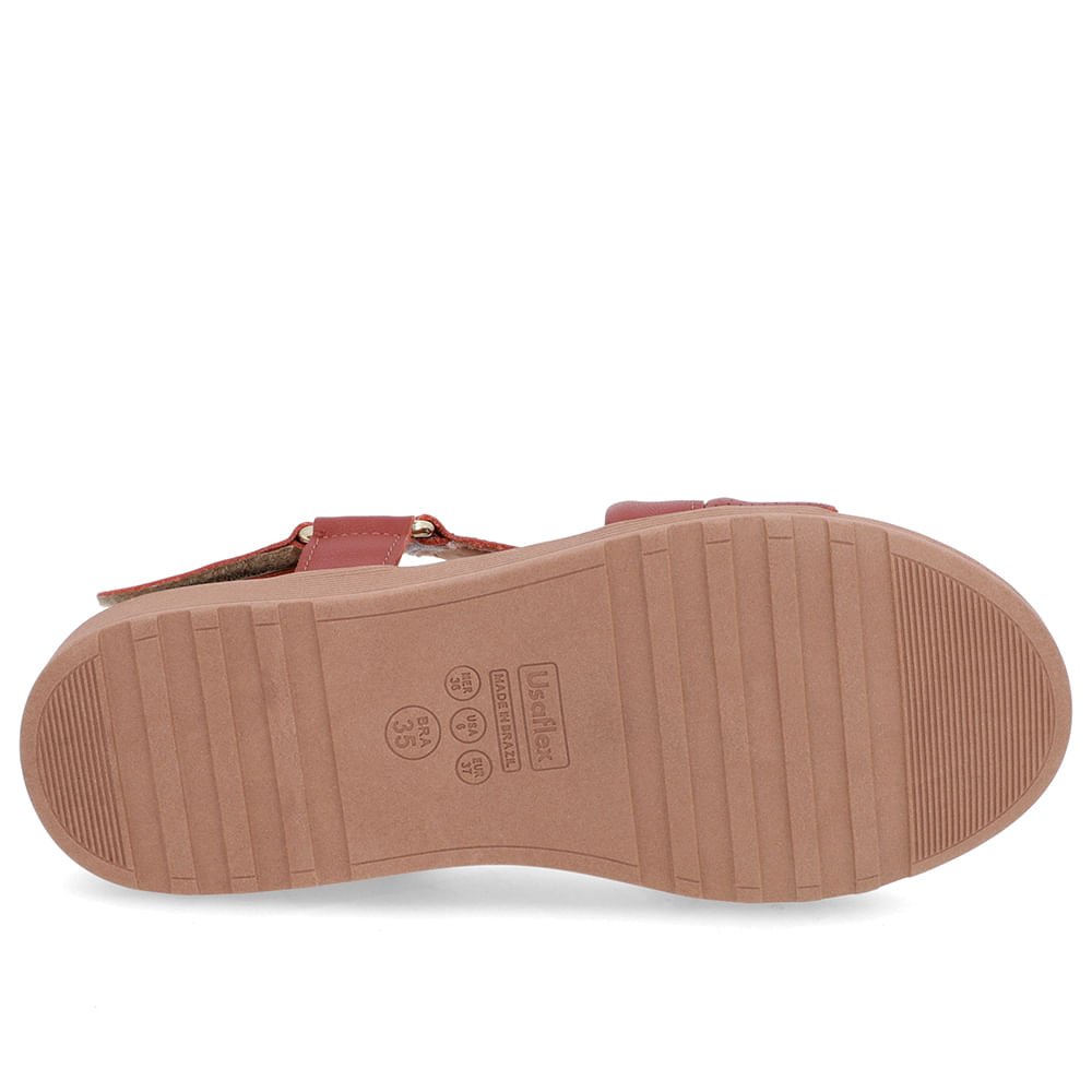 Sandália Tiras Couro Marrom Ajuste Fecho-Flex Marrom 5