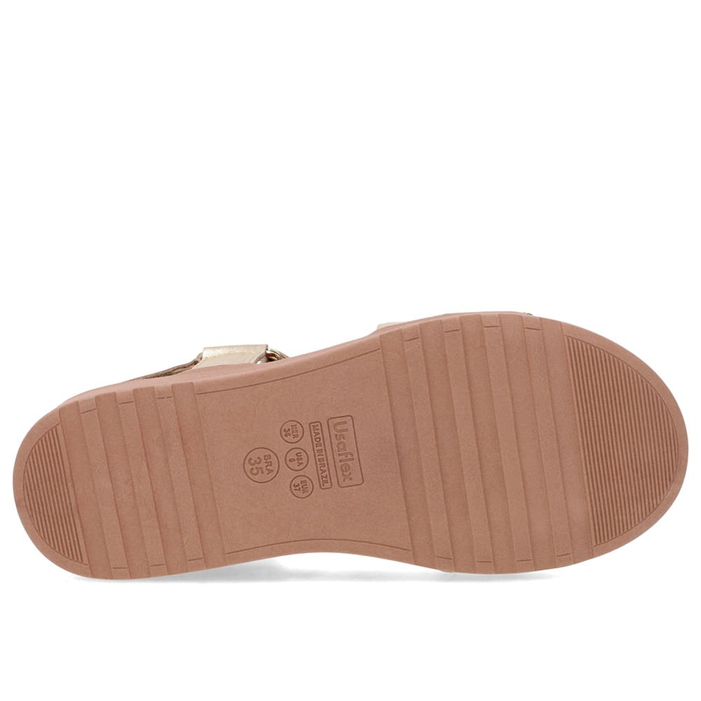 Sandália Tiras Couro Dourado Ajuste Fecho-Flex Dourado 5