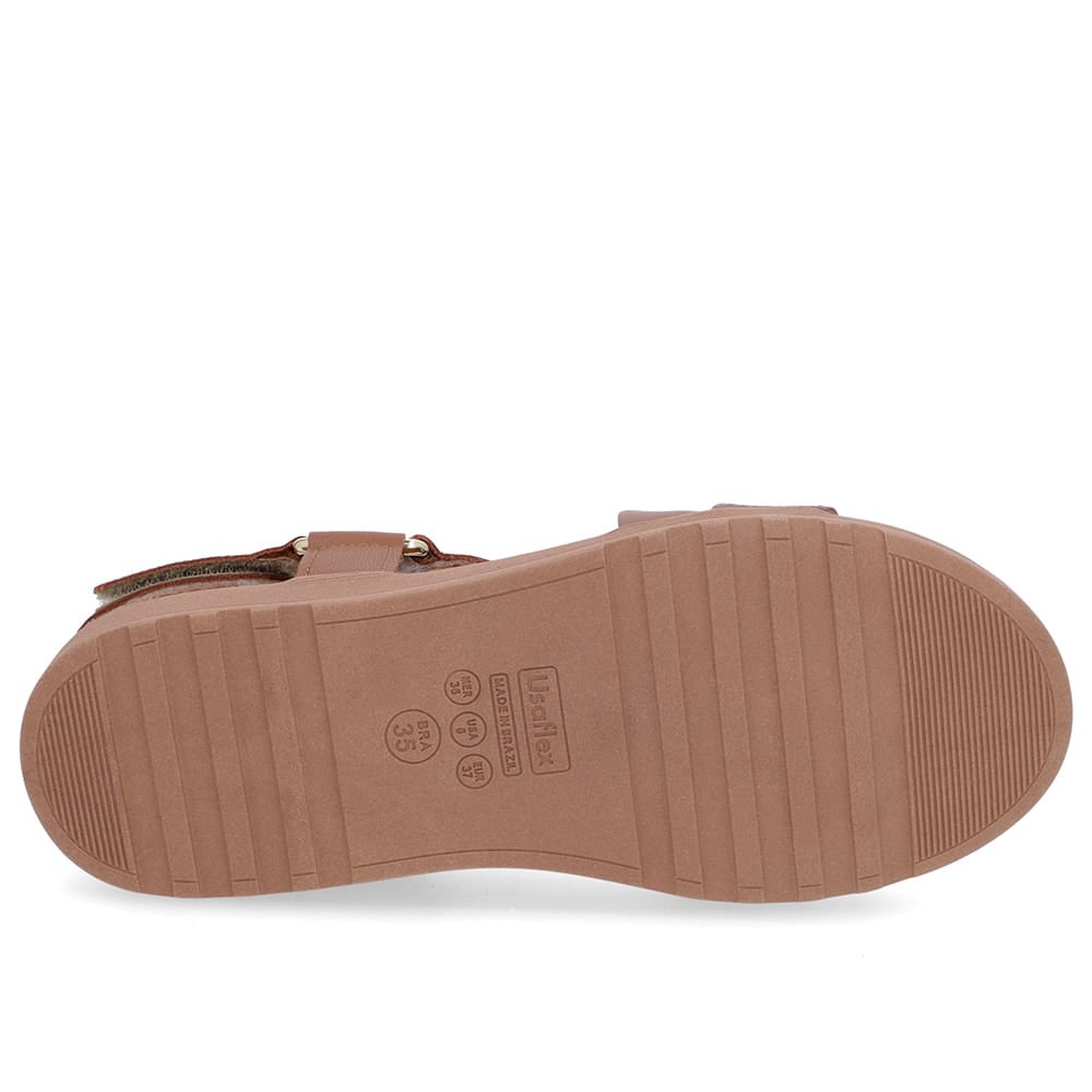 Sandália Tiras Couro Marrom Ajuste Fecho-Flex Marrom 5