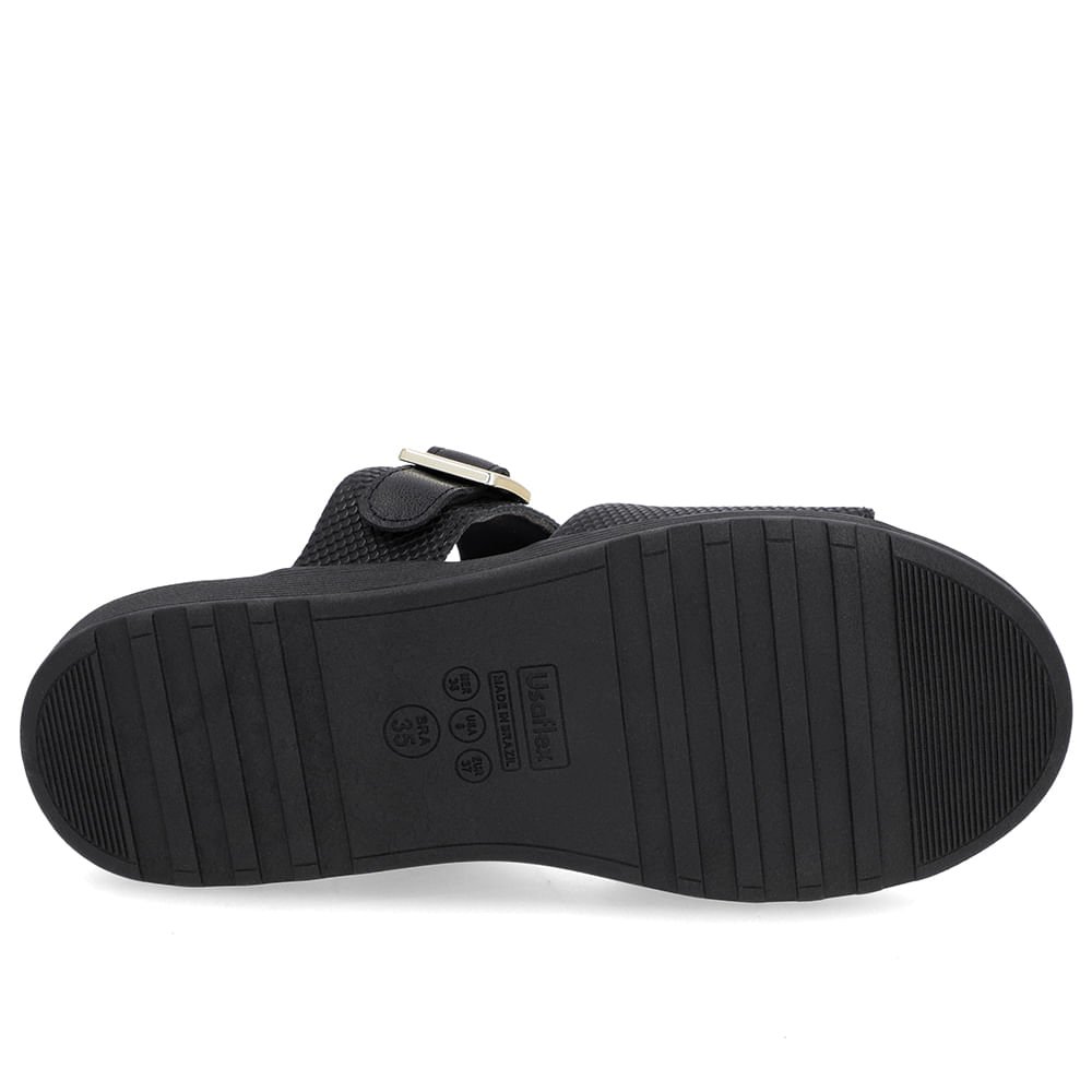 Slide Preto Couro Plataforma Fivela Preto 5