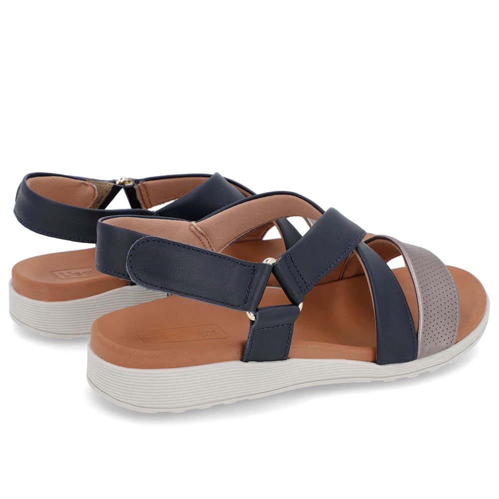 Sandália Tiras Couro Azul Ajuste Fecho-Flex Azul 3