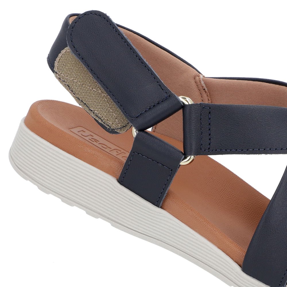 Sandália Tiras Couro Azul Ajuste Fecho-Flex Azul 4