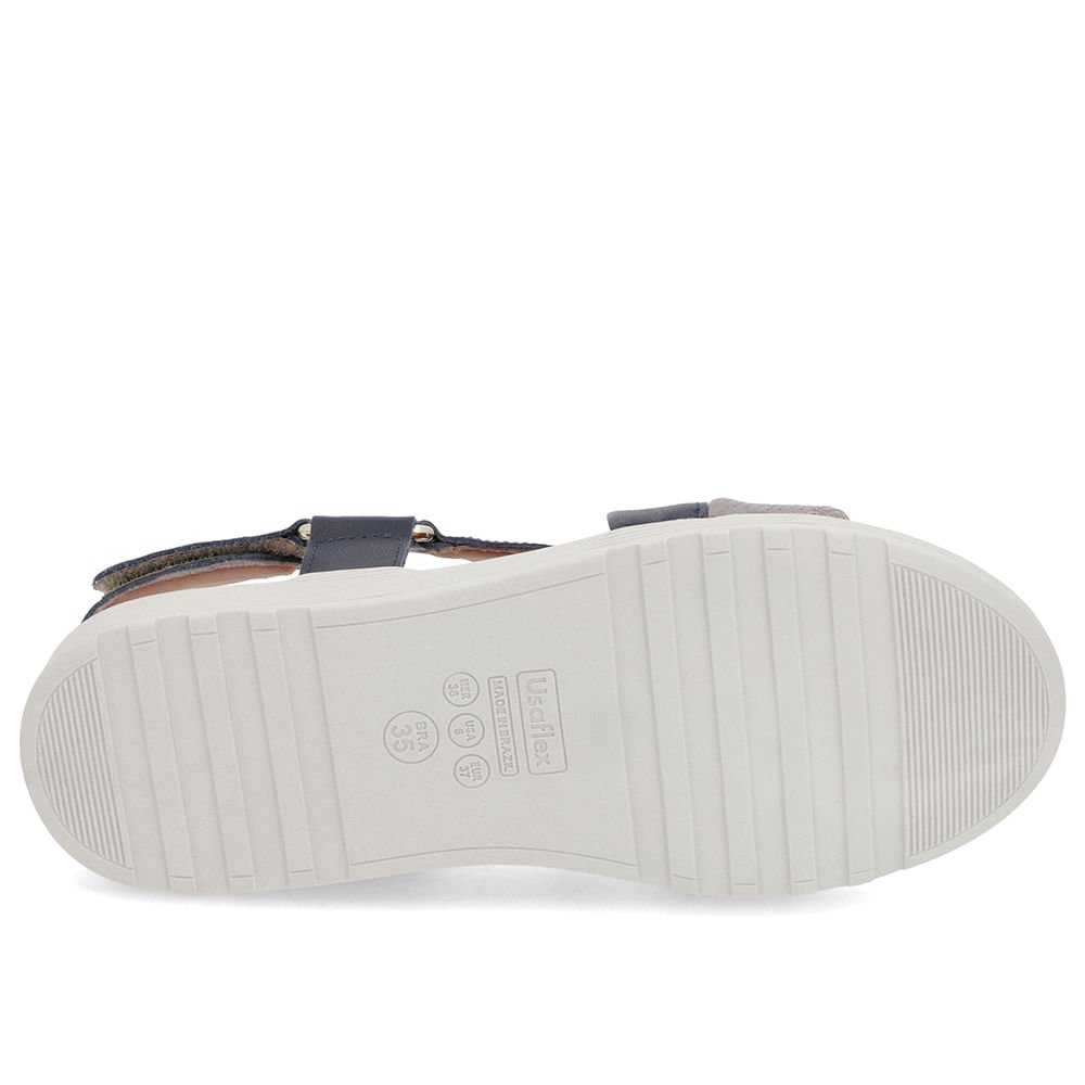 Sandália Tiras Couro Azul Ajuste Fecho-Flex Azul 5