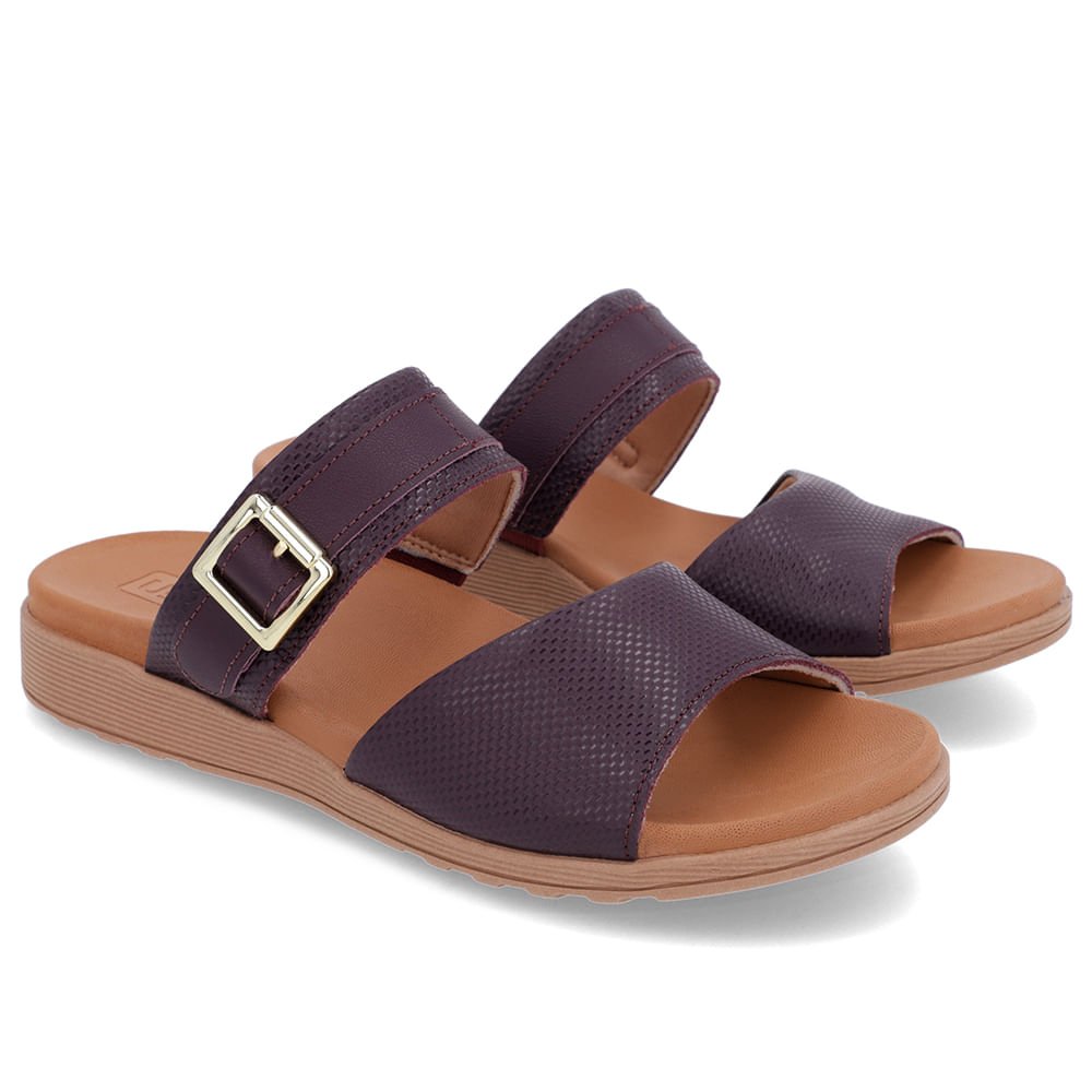 Slide Roxo Couro Plataforma Fivela Roxo 2