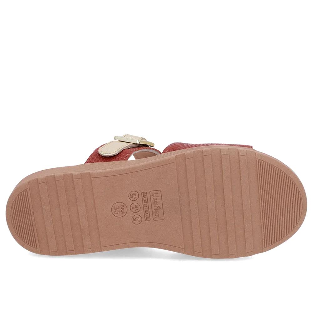 Slide Marrom Couro Plataforma Fivela Marrom 5