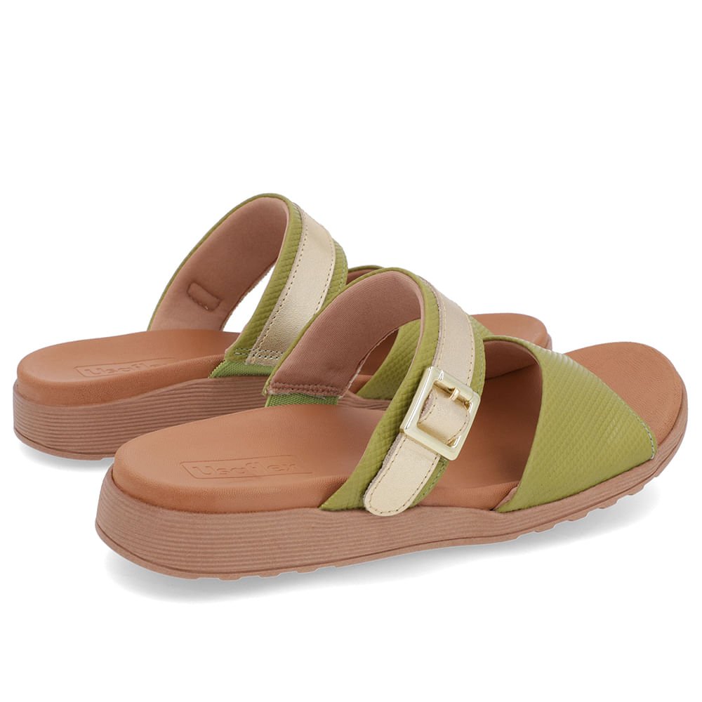 Slide Verde Couro Plataforma Fivela Verde 3