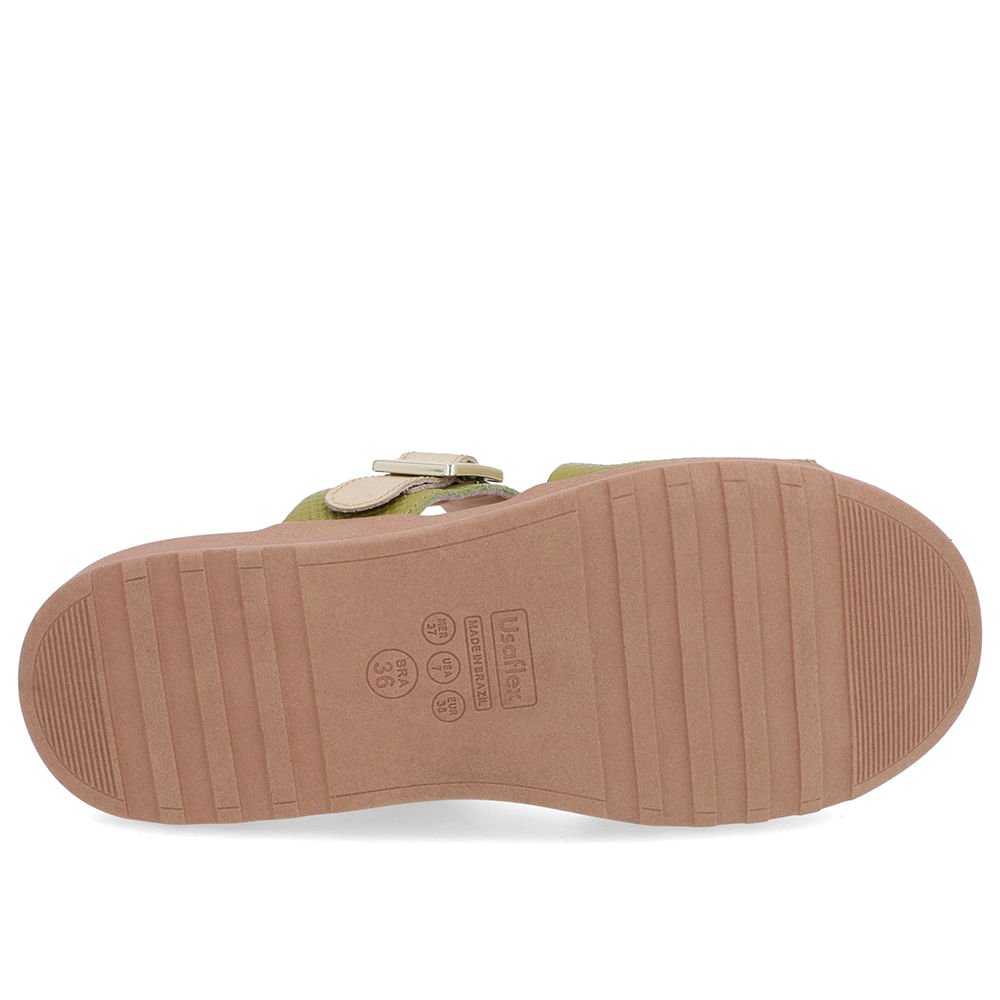 Slide Verde Couro Plataforma Fivela Verde 5