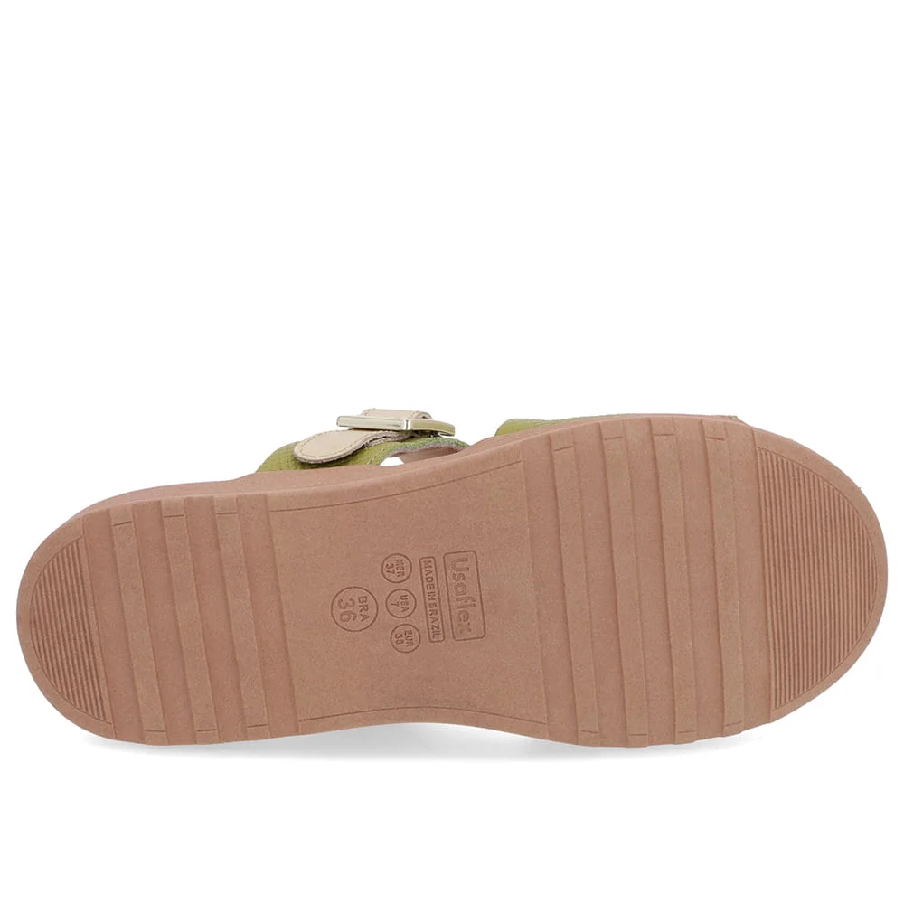 Slide Verde Couro Plataforma Fivela Verde 5