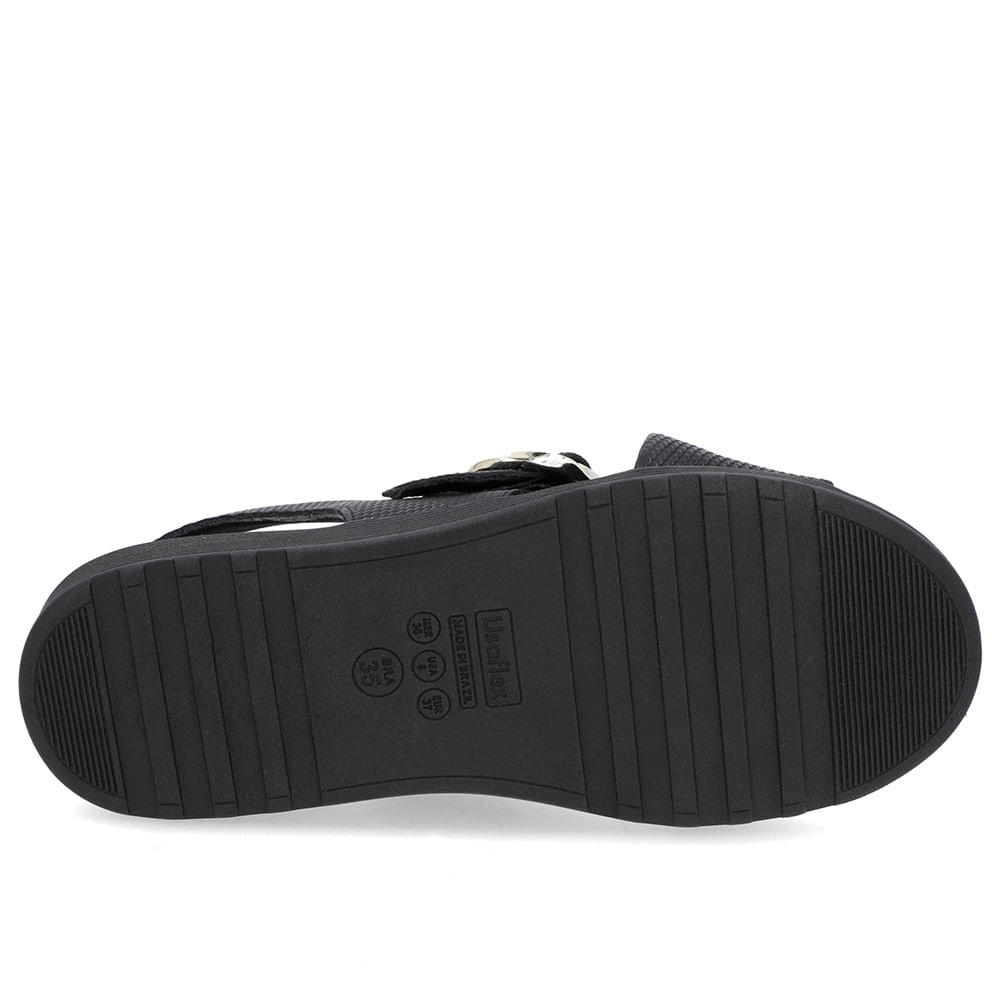 Sandália Tira Cruzada Couro Preta Preto 5