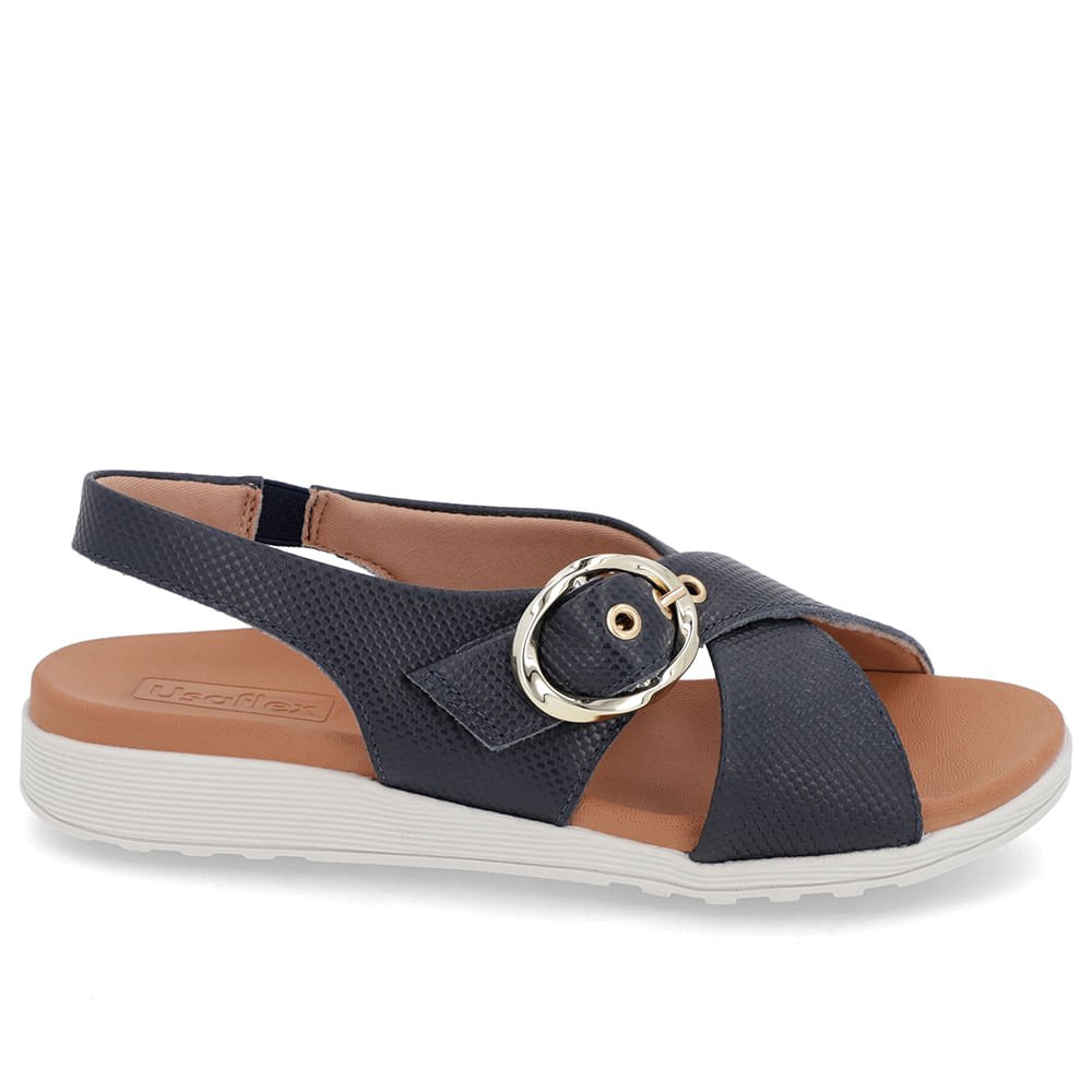 Sandália Tira Cruzada Couro Azul