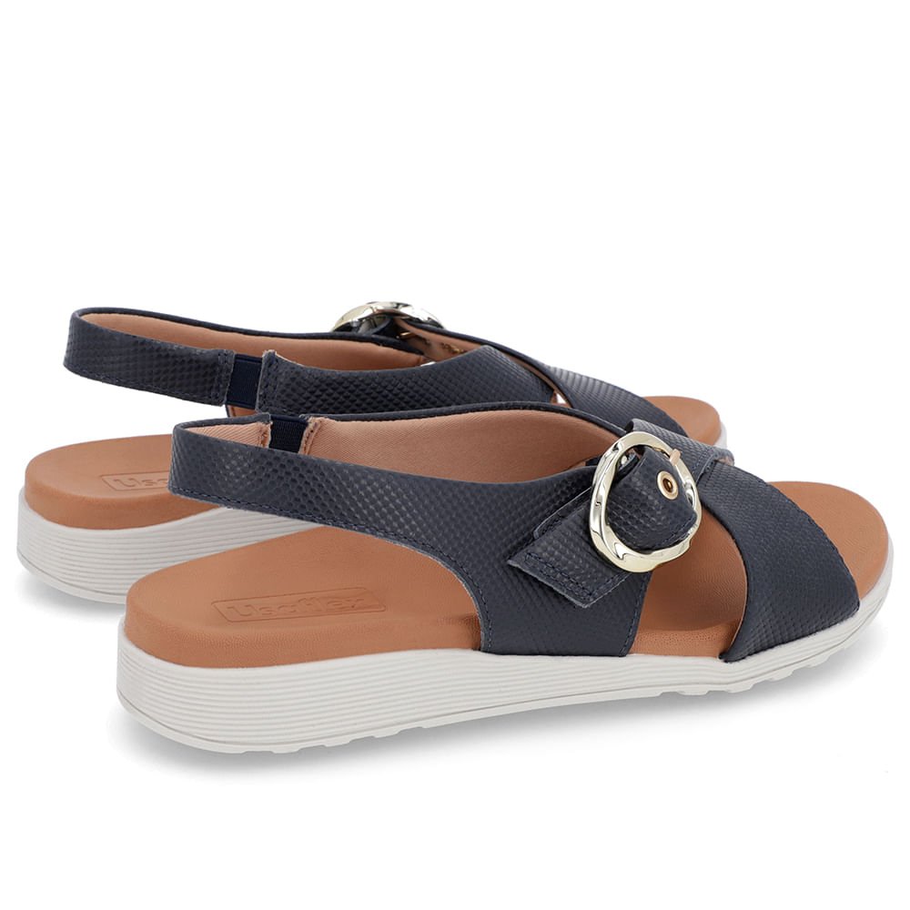 Sandália Tira Cruzada Couro Azul Azul 3