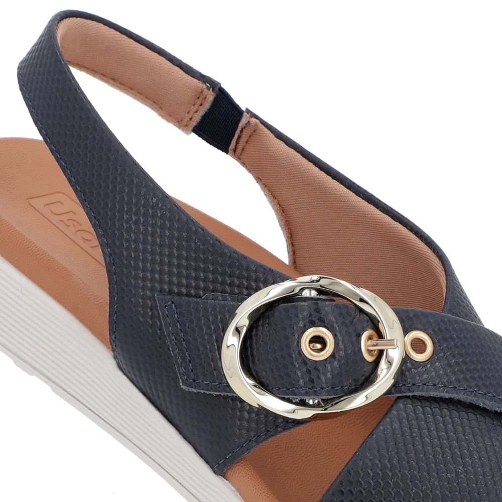 Sandália Tira Cruzada Couro Azul Azul 4