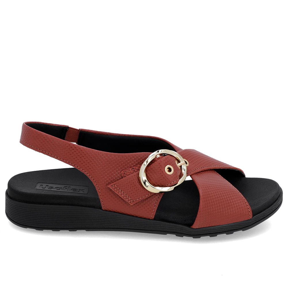 Sandália Tira Cruzada Couro Marrom