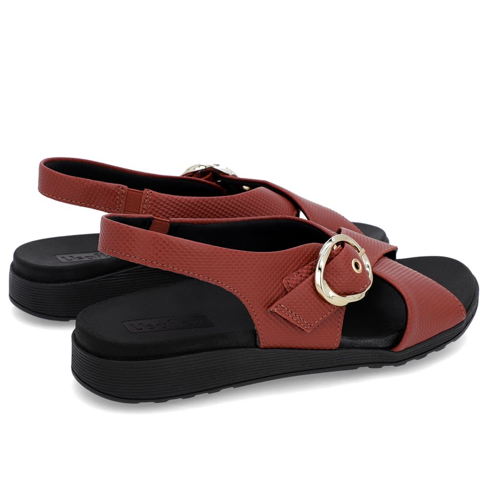 Sandália Tira Cruzada Couro Marrom Marrom 3