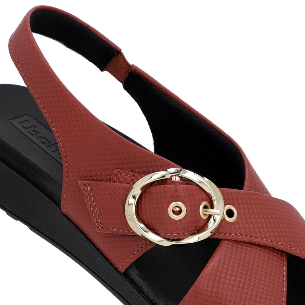 Sandália Tira Cruzada Couro Marrom Marrom 4