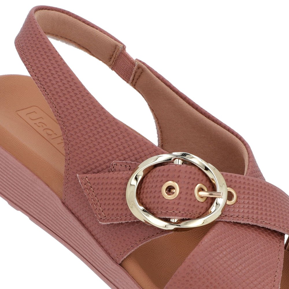 Sandália Tira Cruzada Couro Rosa Rosa 4