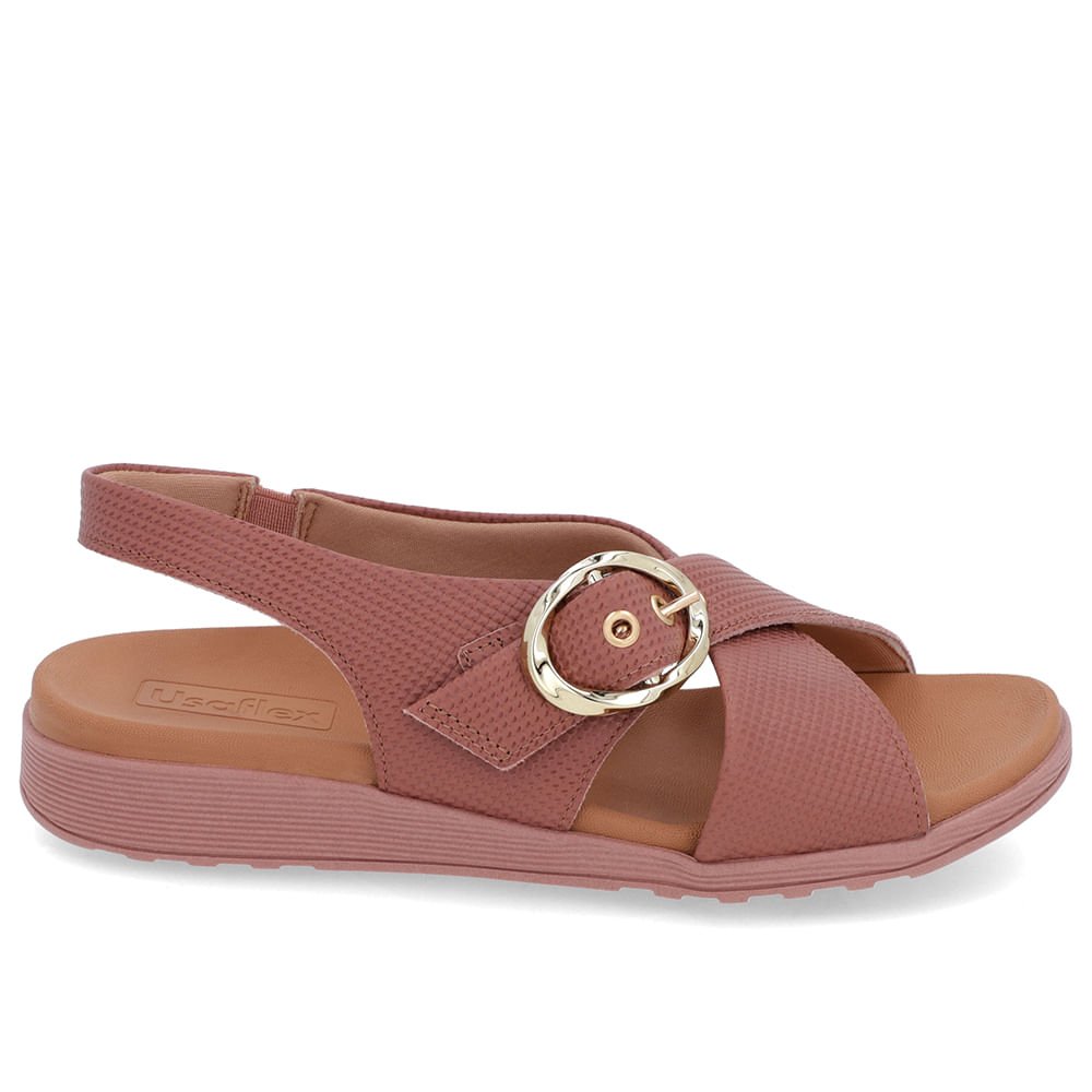 Sandália Tira Cruzada Couro Rosa