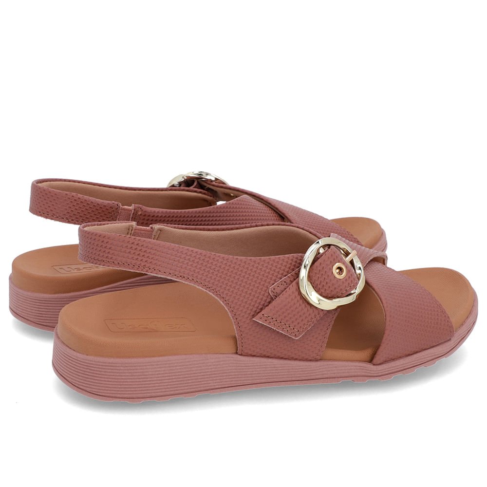 Sandália Tira Cruzada Couro Rosa Rosa 3