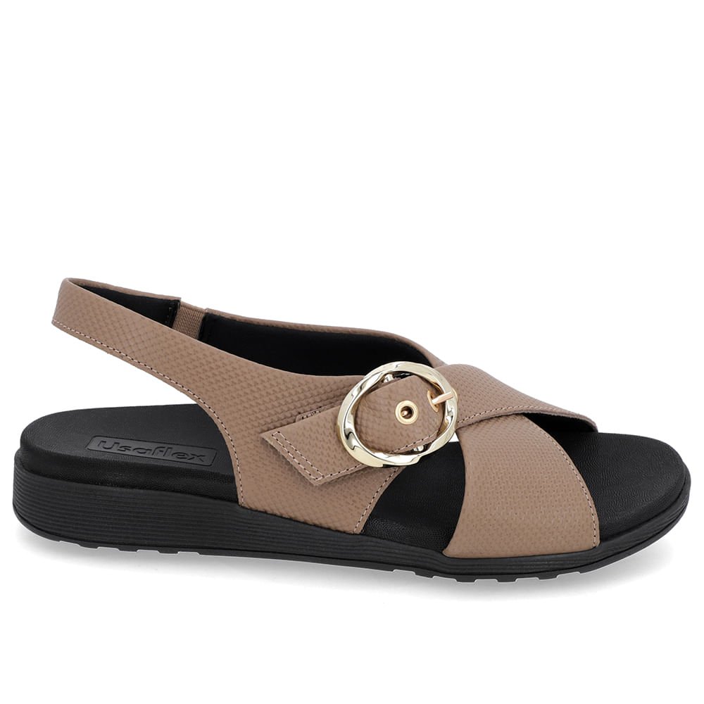 Sandália Tira Cruzada Couro Marrom Marrom 1