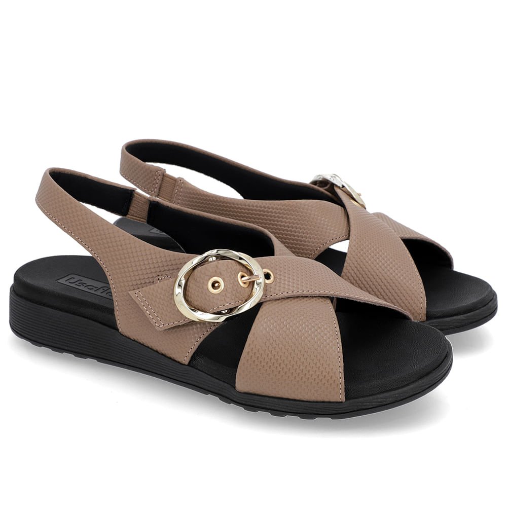 Sandália Tira Cruzada Couro Marrom Marrom 2