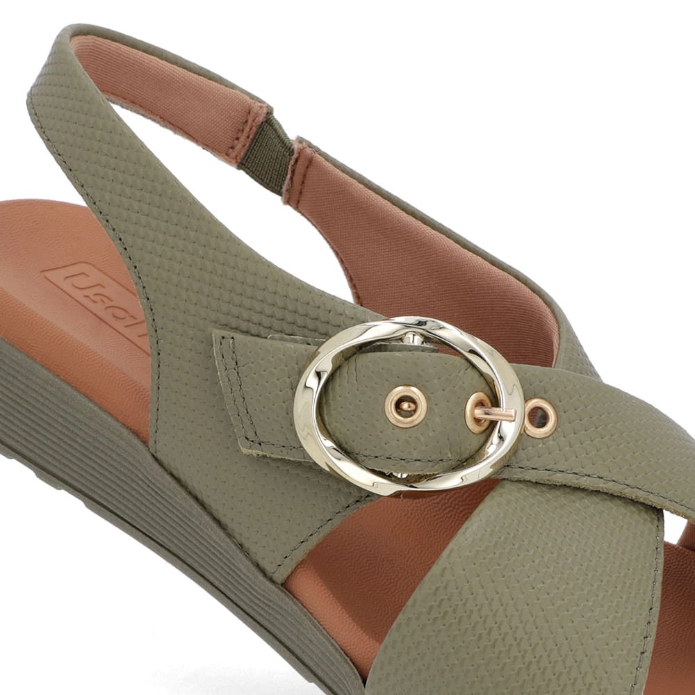 Sandália Tira Cruzada Couro Verde Verde 4