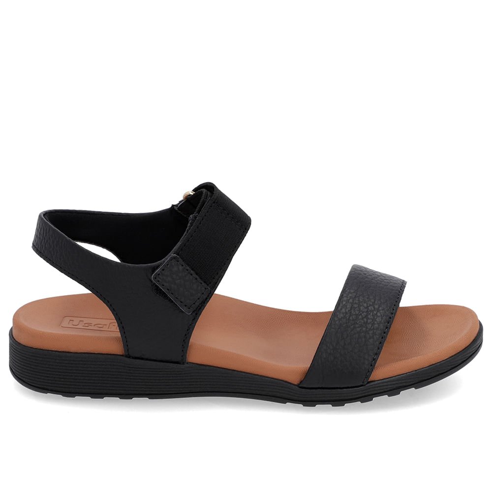 Sandália Casual Couro Preta